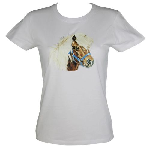T-Shirt Femme Manches Courtes - Poney Shetland 11269 - Blanc