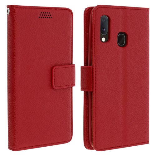 Housse Samsung Galaxy A20e Etui Folio Soft Touch Support Vidéo Rouge