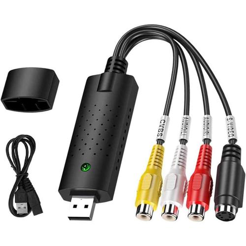 OQS Vid¿¿o Capture Audio Video USB 2.0, Convertisseur VHS pour Acquisition vid¿¿o Compatible pour Win 10 8 7 XP Vista, VHS Capture Transf¿¿re Le Format Hi8 VHS vers Un DVD Num¿¿rique