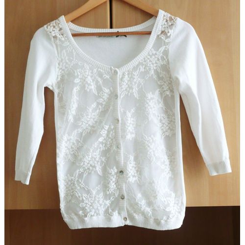 Gilet Blanc En Dentelle. Stradivarius. Coton. Polyester. Taille 38