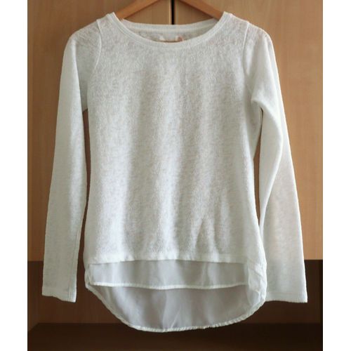 Pull Fin Blanc Et Voile. Bershka. Polyester. Elasthanne. Taille 36