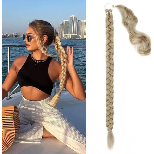 Postiche Queue De Cheval Extension Naturel Ponytail Extensions Longue Droit Wrap Around Extension De Cheveux A Clip Pour Femme Fille 80 Cm En Queue De Cheval Postiche (Golden) 