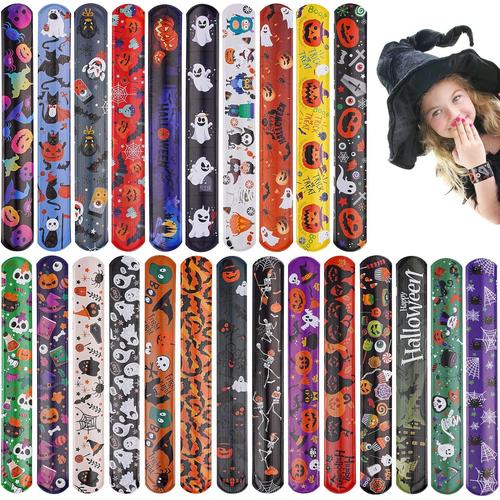 48pcs Halloween Slap Bracelets ¿¿ Claquer, Slap Bracelet Enfant Mixte, Snap Band Enfant Anniversaire Cadeau Bracelets Pour Fille Garcon Jeu Jouet F¿ºte Party School Goodie Sacs Remplisseurs