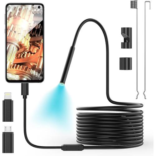 Endoscope avec lumi¿¿re, WiFi cam¿¿ra Endoscopique pour Smartphone 200W Pixels, ¿¿tanche IP67, avec 6 lumi¿¿res LED, Endoscope adapt¿¿e pour Android et iOS, iPad -3M/9.8FT Ligne Dure