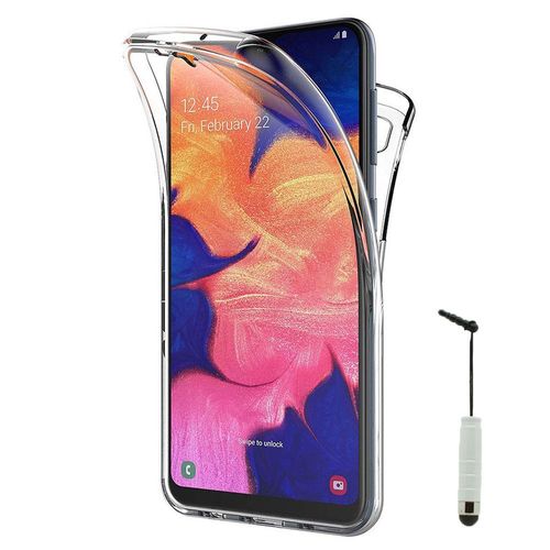 Coque Avant Et Arrière Silicone Pour Samsung Galaxy A10 6.2" 360° Protection Intégrale - Transparent + Mini Stylet