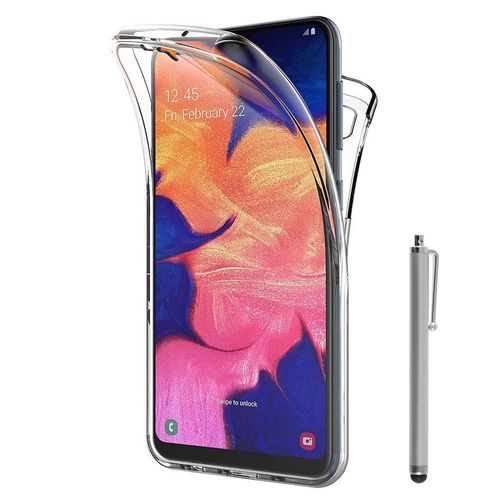 Coque Avant Et Arrière Silicone Pour Samsung Galaxy A10 6.2" 360° Protection Intégrale - Transparent + Stylet