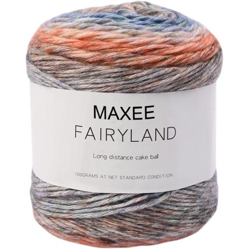 Fil d¿¿grad¿¿ de couleur - 100 g - 250 m - Rayures arc-en-ciel - Fil ¿¿ crochet - En coton - Pour pulls, chapeaux, chapeaux, ¿¿charpes, couvertures, bleu paon