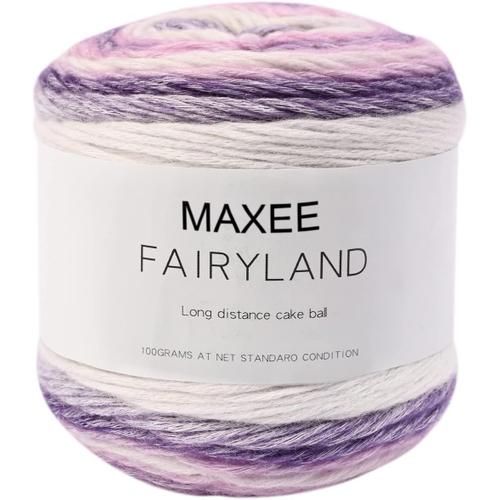 Fil d¿¿grad¿¿ de couleur - 100 g - 250 m - Rayures arc-en-ciel - Fil ¿¿ crochet - En coton - Pour pulls, chapeaux, chapeaux, ¿¿charpes, couvertures - Violet 2