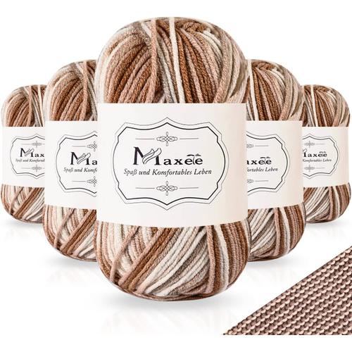 250 g (5 x 50 g) de fil de coton d¿¿grad¿¿ de couleurs, fil ¿¿ crochet, laine pour crochet, laine pour tricot, fil de coton pour crochet de chaussettes, chapeaux, ¿¿charpes, pulls (kaki)