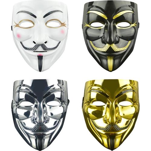 4 Pi¿¿Ces Visage Halloween Masque Anonyme V Pour Vendetta Masque, Scream Masque Pour Costume Cosplay F¿ºte Adultes