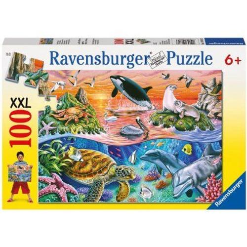 Puzzle Xxl 100 Pieces Les Animaux Marins / Ocean - Dauphin - Orque - Tortue - Ravensburger Enfant