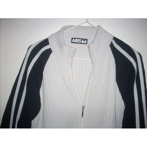 Gilet Zippé À Côtes Beige L/Xl