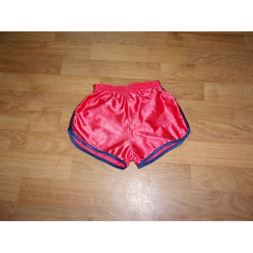 Short Satiné Rouge Liseré Bleu Marine Mixte Neuf Taille 10 Ans