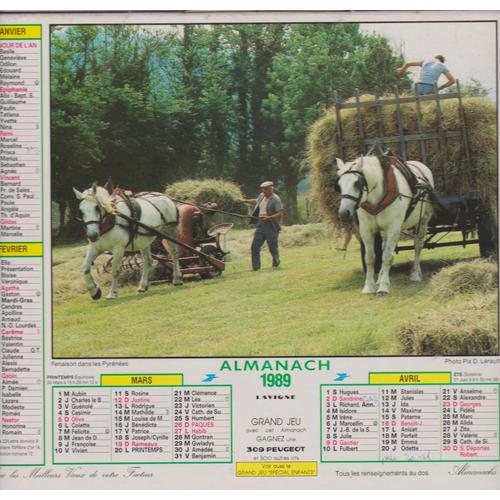 Almanach 1989 Lavigne Fenaison Dans Les Pyrénées / Moisson Dans Le Centre