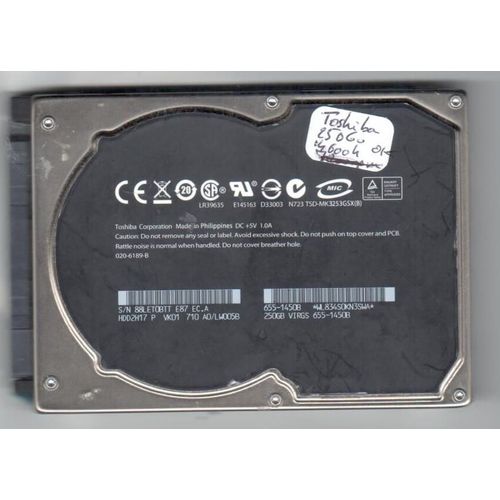 Disque Dur Toshiba 2.5" MK2553GSX 250 Go 5400rpm SATA
