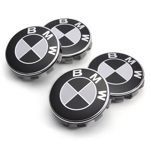 4 Logo Bmw Noir Et Blanc 68mm Centre De Roue Cache Moyeu Jante Emblème Jantes Insigne