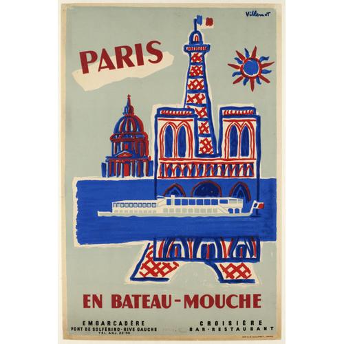 Affiche Paris En Bateau Mouche