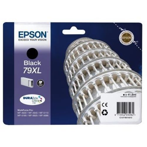 Epson 79XL Noir cartouche d'encre; Epson 79XL, Noir, Epson, WorkForce Pro WF-5620DWF, C13T79014010, Jet d'encre, Rendement élevé (XL)