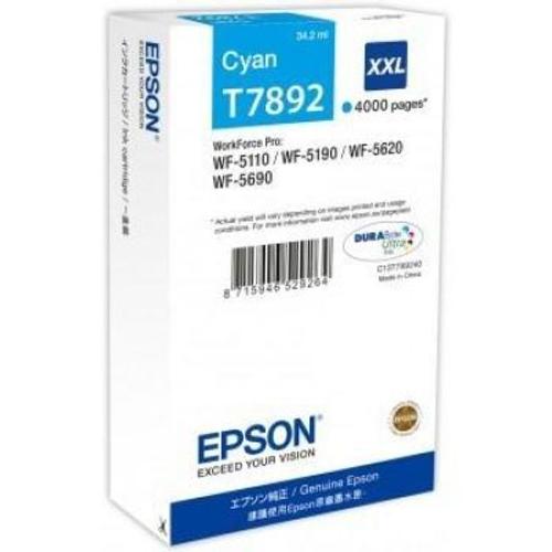 Epson T7892 Cyan cartouche d'encre; Epson T7892, Cyan, Epson, WorkForce Pro: WF-5110/WF-5190/WF-5620/WF-5690, C13T789240, Jet d'encre, Rendement extra (super) élevé