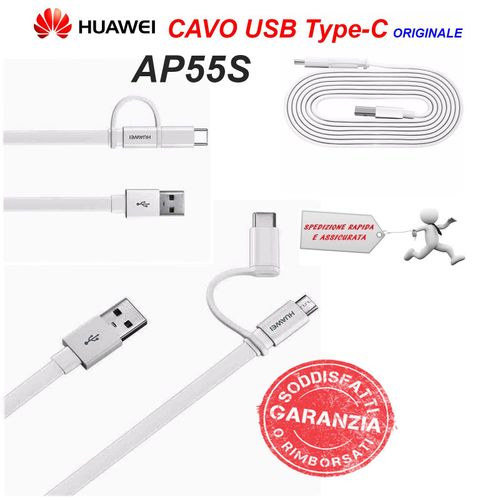 câble USB TYPE-A / TYPE-C MICRO USB blanc original HUAWEI AP55S