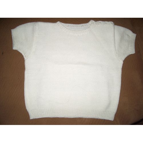 Haut Blanc Fait Main Taille 7 Ans , Encolure Ronde