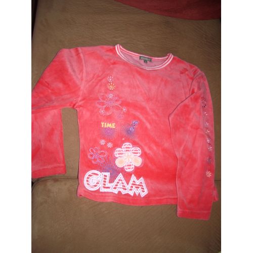Haut De Pyjama 8 Ans Rouge Effet Velours