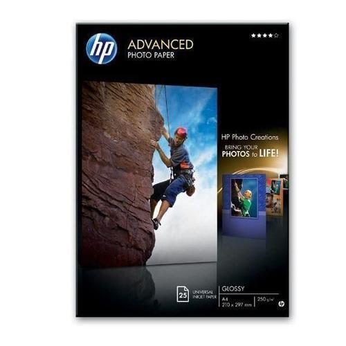 HP Advanced Glossy Photo Paper - Brillant - A4 (210 x 297 mm) - 250 g/m² - 25 feuille(s) papier photo - pour Ink Tank Wireless 410, Photosmart B110, Wireless B110, Smart Tank Plus 55X, 571, 655