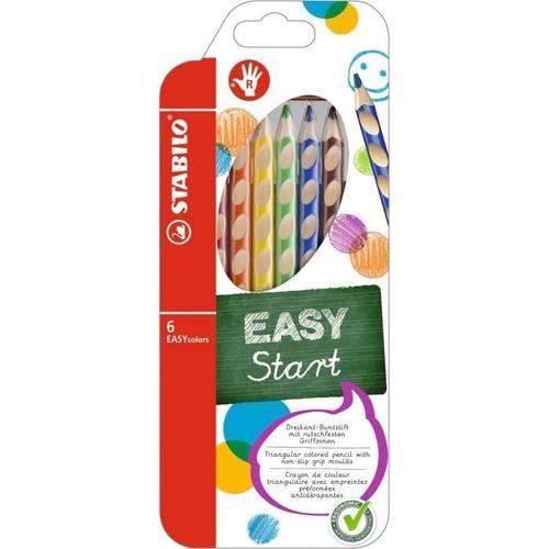 Easycolors Droitier - Etui Carton De 6 Crayons De Couleur