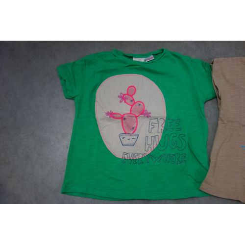 T-Shirt Fille Vert Vif "Cactus" Zara - 2/3 Ans
