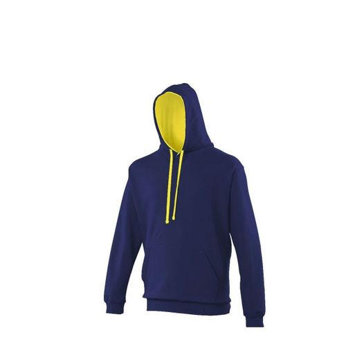 Sweat À Capuche Contrastée Unisexe - Jh003 - Bleu Marine Et Jaune
