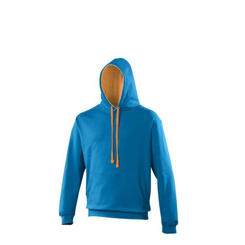 Sweat À Capuche Contrastée Unisexe - Jh003 - Bleu Roi Et Orange
