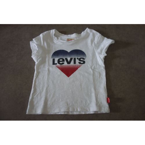 T-Shirt Blanc "Coeur" Rouge Et Bleu Levi's - 4 Ans