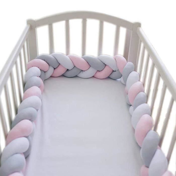 Tour de Lit Bébé 2m Coussin Serpent Tressé Pare-chocs Décoration Protection  lit Bumper Velours Berceau