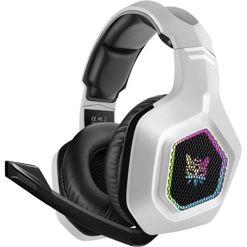 Casque Gaming Ps4, Casque Gaming Xbox One Rgb Led Lampe Casque Gamer Audio Stéréo Basse Anti-Bruit Réglable Micro Compatible Pour Pc Laptop Tablette (Blanc)