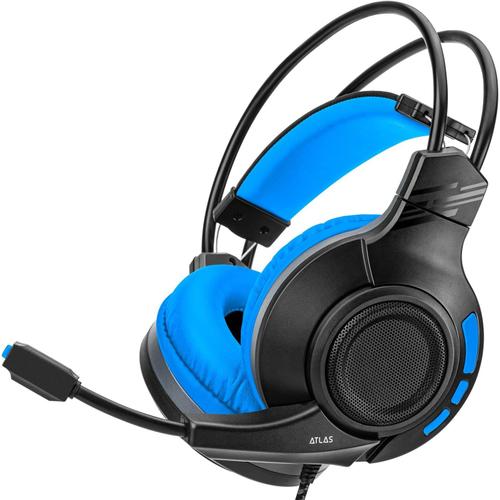 Atlas Casque Gaming pour PS4/PS5/Nintendo Switch/Xbox One/Xbox Series XS/PC/Mobile, Casque Filaire Ultra Léger avec Microphone Pliable, Haut-parleurs de 50mm, Cable de 3.5mm - Bleu