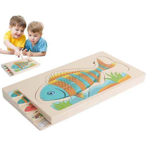 Puzzles En Bois Pour Tout-Petits | Montessori Toys Puzzles De Poisson - Jeu De Puzzle D'apprentissage Préscolaire Pour Tout-Petits, Cadeau Pour Garçons Et Filles De 3 Ans