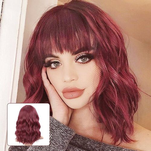 Cheveux Artificiels Rouges Bouclés Mi-Longs Européens, Bo De Mode Personnalisé