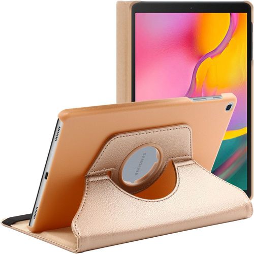 Ebeststar - Coque Samsung Galaxy Tab A 10.1 2019 T515 Housse Protection Pu Cuir Support Rotatif 360, Or / Doré [Dimensions Precises Tablette : 245 X 149 X 7.5mm, Écran 10.1'']