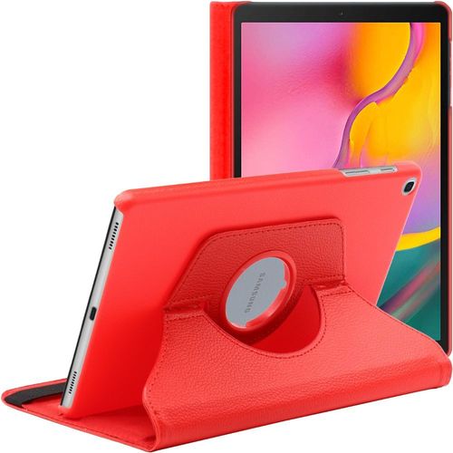 Ebeststar - Coque Samsung Galaxy Tab A 10.1 2019 T515 Housse Protection Pu Cuir Support Rotatif 360, Rouge [Dimensions Precises Tablette : 245 X 149 X 7.5mm, Écran 10.1'']