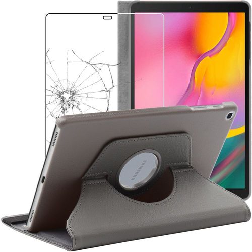 Ebeststar - Coque Samsung Galaxy Tab A 10.1 2019 T515 Housse Protection Pu Cuir Support Rotatif 360, Gris [Dimensions Precises Tablette : 245 X 149 X 7.5mm, Écran 10.1'']