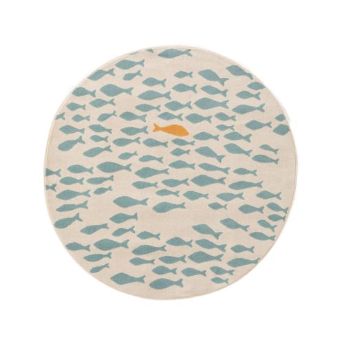 Lytte Tapis Enfant Fabius Beige/Bleu Diamètre 120 Cm Rond