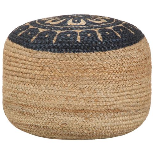 Pouf Fait À La Main Bleu 45 X 30 Cm Jute