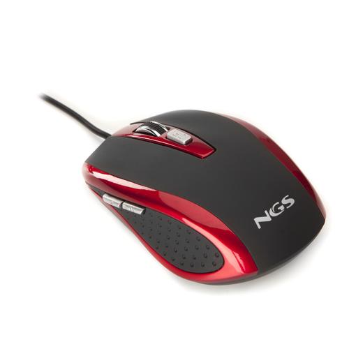 NGS Red Tick - Souris - pour droitiers - optique - 6 boutons - filaire - USB - rouge