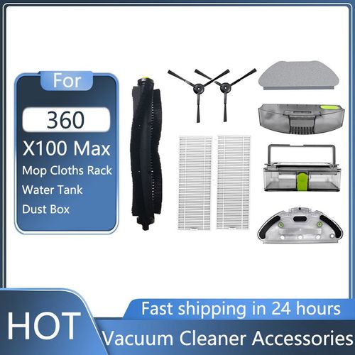 Filtre Hepa, Brosse Latérale Principale, Support Pour Chiffons, Réservoir D'Eau, Boîte À Poussière Pour Robot De Balayage 360 X100 Max, Pièces De Rech 9109-May26634