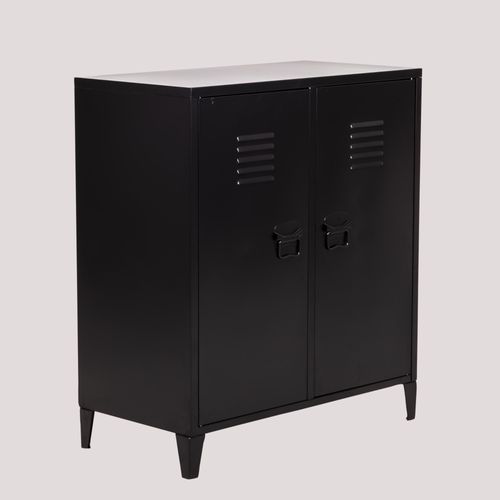 Buffet Casier 2 Portes En Acier Pohpli Noir De Carbone