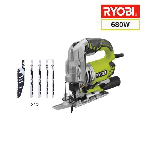 Scie sauteuse pendulaire RYOBI - 680 W - 15 lames - 105 mm - RJS1050-KA15