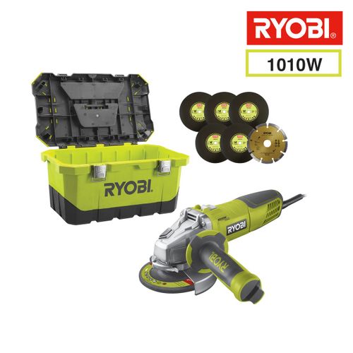 Meuleuse d'angle RYOBI - 1010W - 125mm - 1 coffret de rangement - RAG1010-125TA6