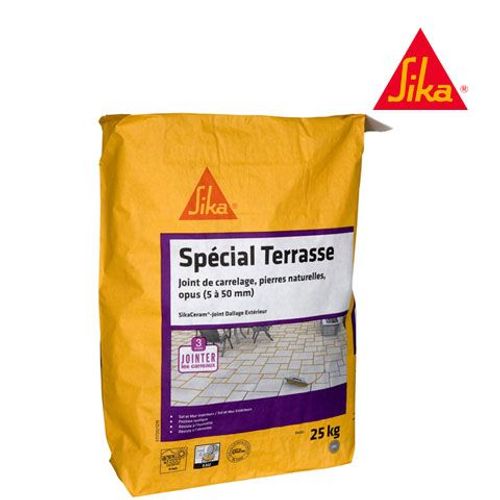 Mortier joint de carrelage spécial terrasse CG2WA - SIKA SikaCeram Joint Dallage Extérieur - Gris - 25kg