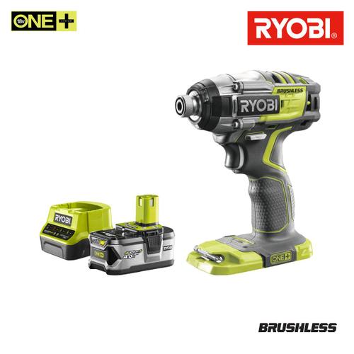 Pack RYOBI Visseuse à choc Brushless 18V OnePlus R18IDBL-0 - 1 batterie 4.0Ah - 1 chargeur 2.0Ah R18120-140