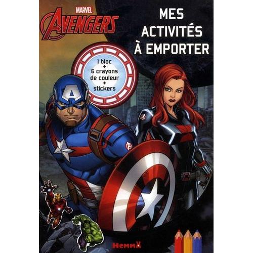 Avengers Mes Activités À Emporter - Avec 1 Bloc, 6 Crayons De Couleur, Des Stickers